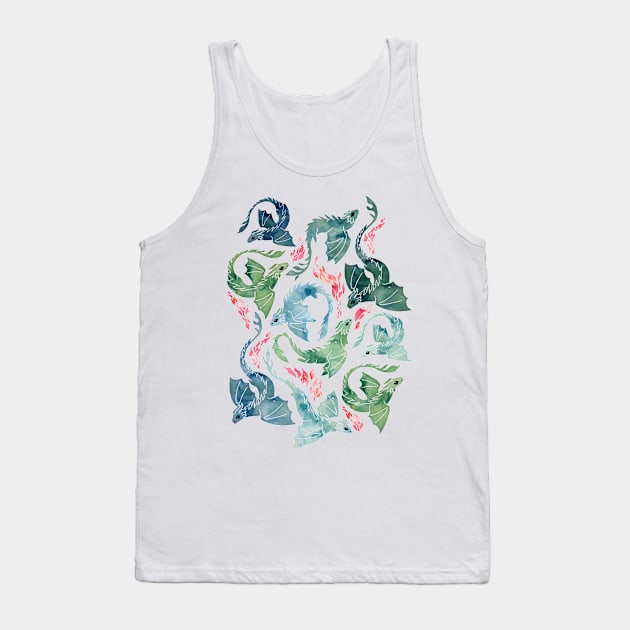 Dragon fire blue & green Tank Top by adenaJ